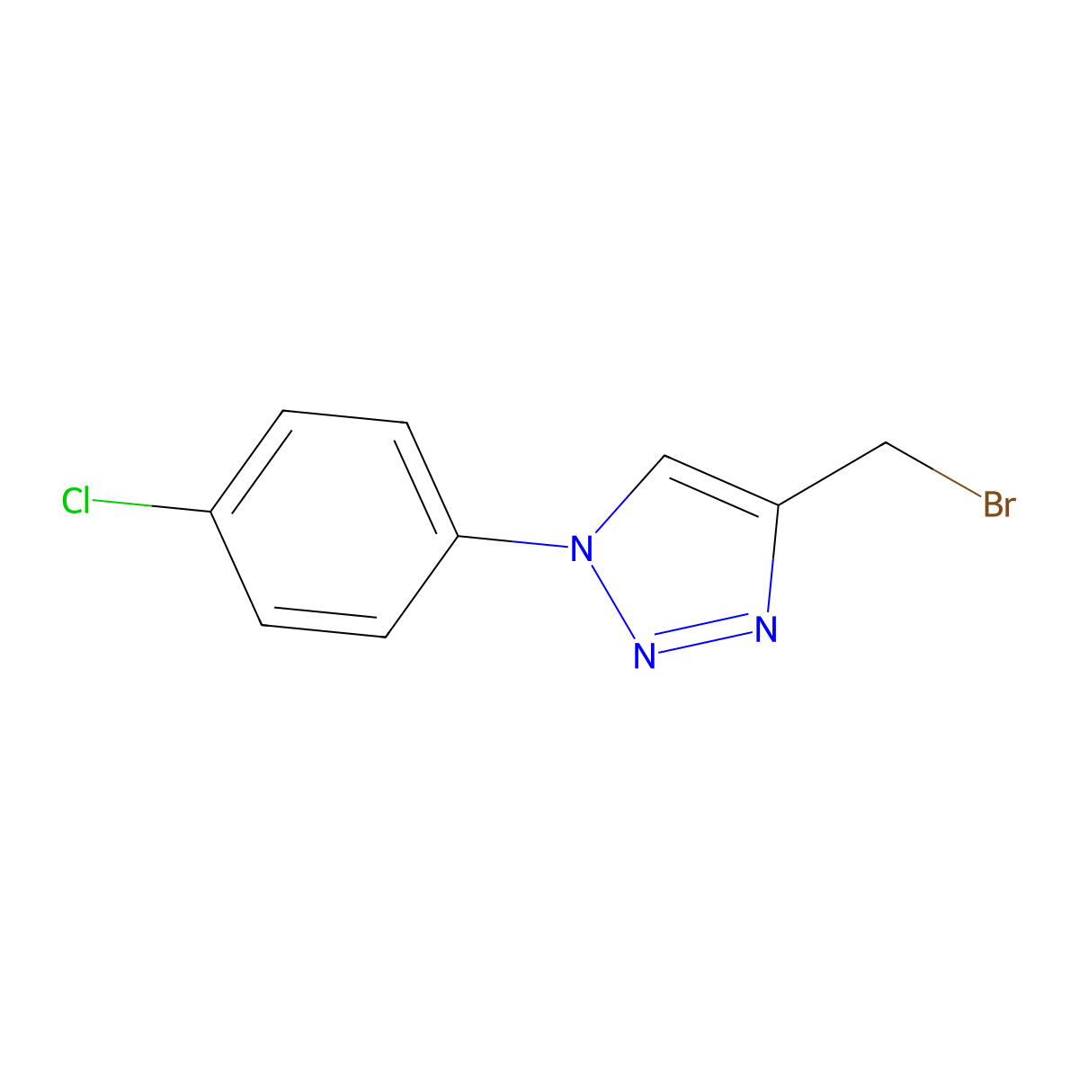 4-(bromomethyl)-1-(4-chlorophenyl)-1H-1,2,3-triazole molecular structure, CAS 1228182-70-4