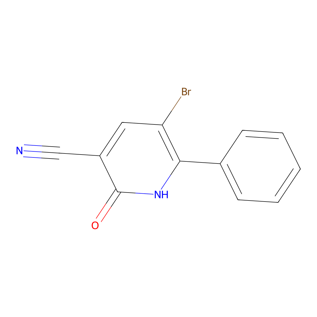 5-Bromo-2-oxo-6-phenyl-1,2-dihydropyridine-3-carbonitrile molecular structure, CAS 1228182-71-5