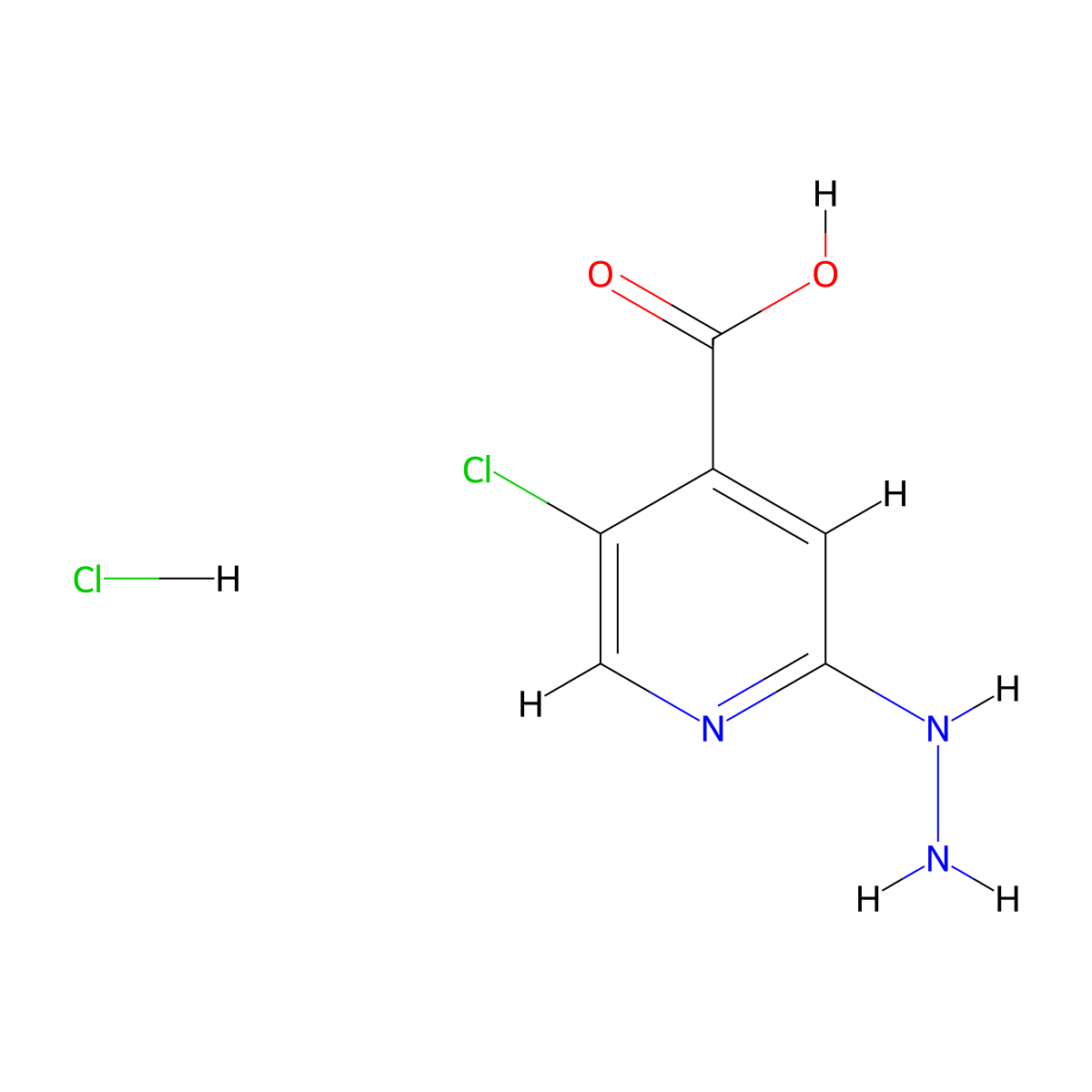 5-Chloro-2-hydrazinylpyridine-4-carboxylic acid hydrochloride molecular structure, CAS 1228182-73-7