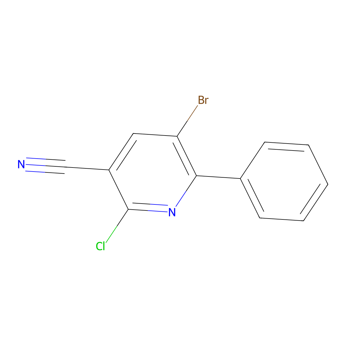 5-Bromo-2-chloro-6-phenylnicotinonitrile molecular structure, CAS 1228182-75-9