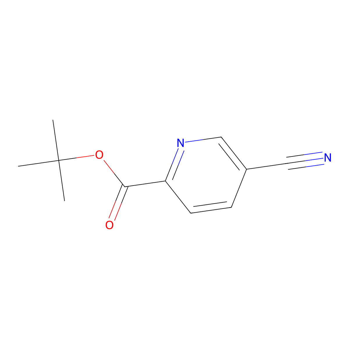 Tert-butyl 5-cyano-2-pyridinecarboxylate molecular structure, CAS 1228182-78-2