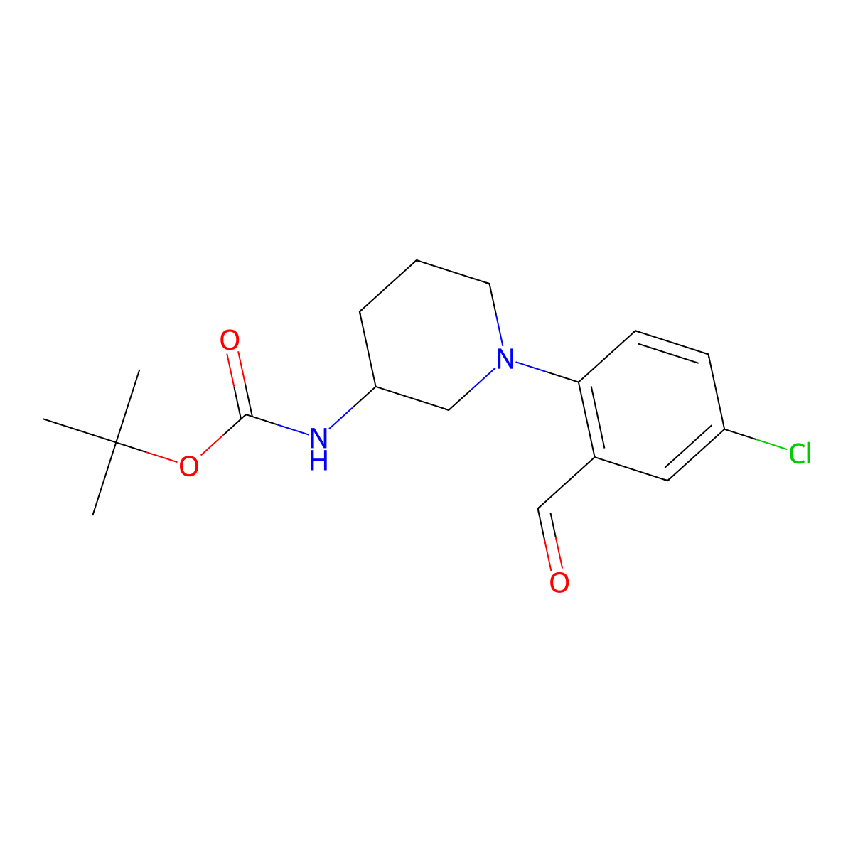tert-Butyl (1-(4-chloro-2-formylphenyl)piperidin-3-yl)carbamate molecular structure, CAS 1228183-71-8