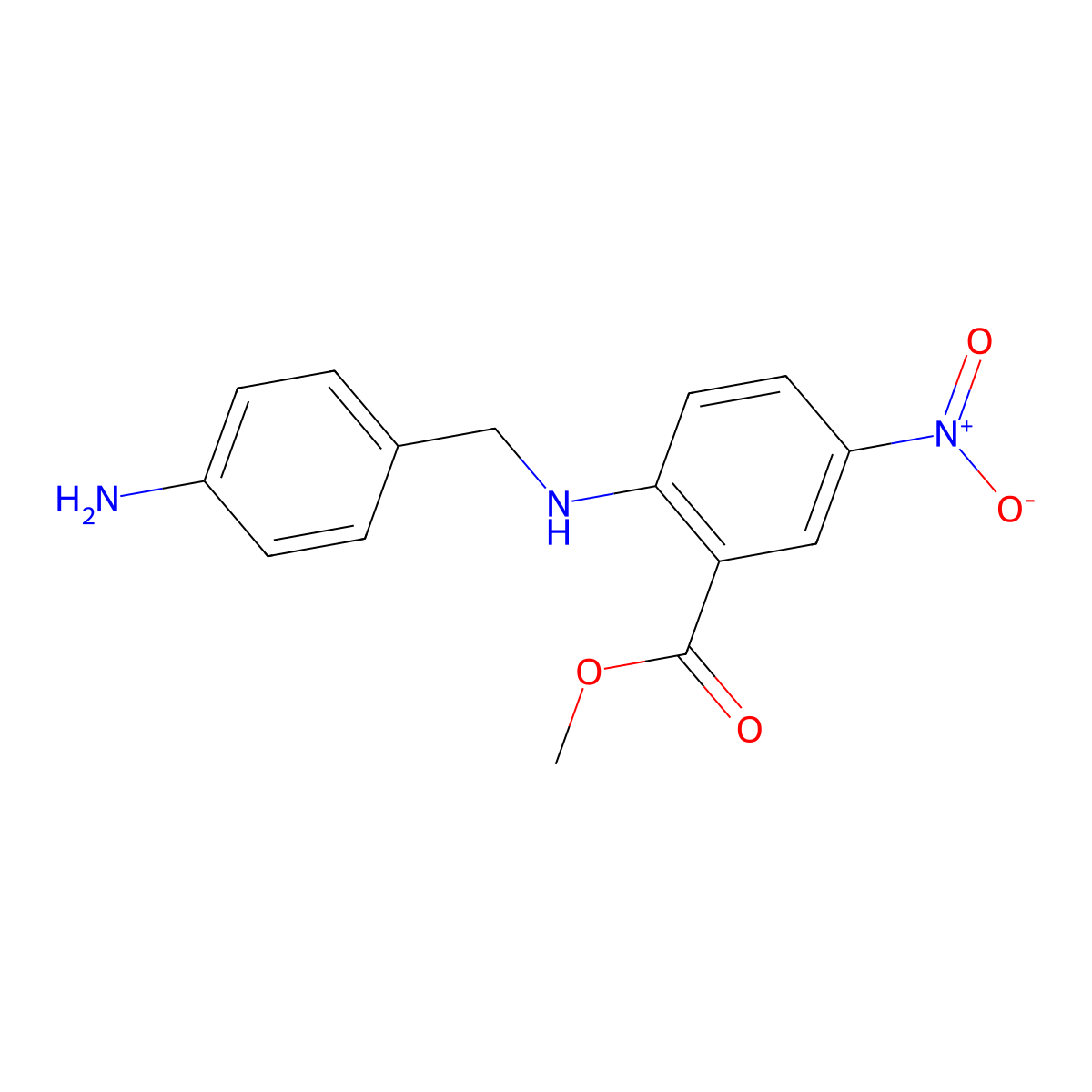 Methyl 2-[(4-aminobenzyl)amino]-5-nitrobenzenecarboxylate molecular structure, CAS 1228183-73-0