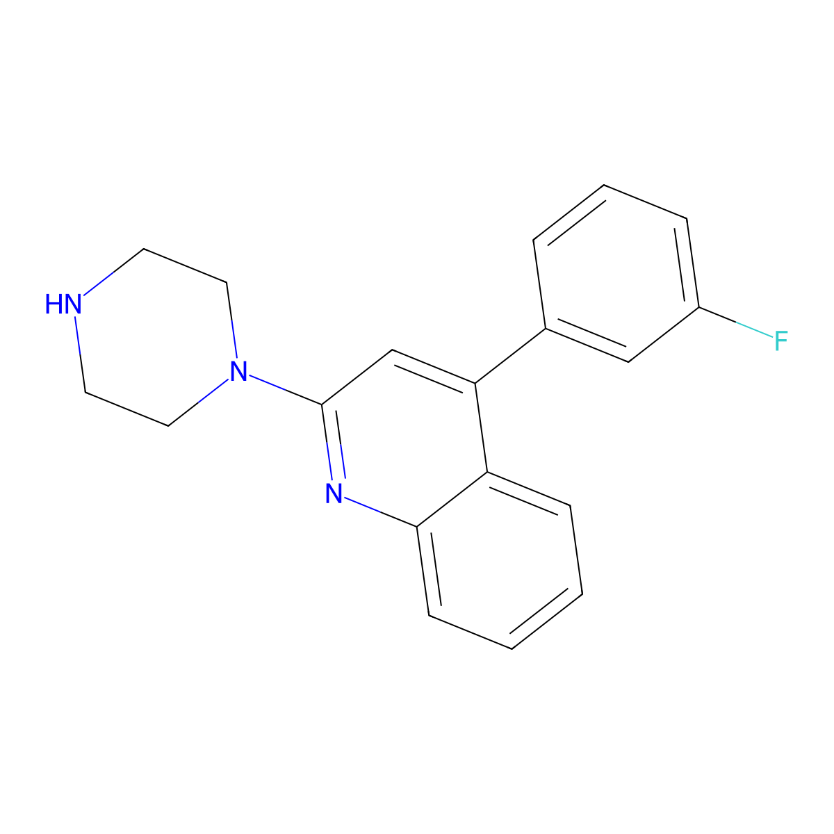 4-(3-Fluorophenyl)-2-piperazin-1-ylquinoline molecular structure, CAS 1228183-74-1