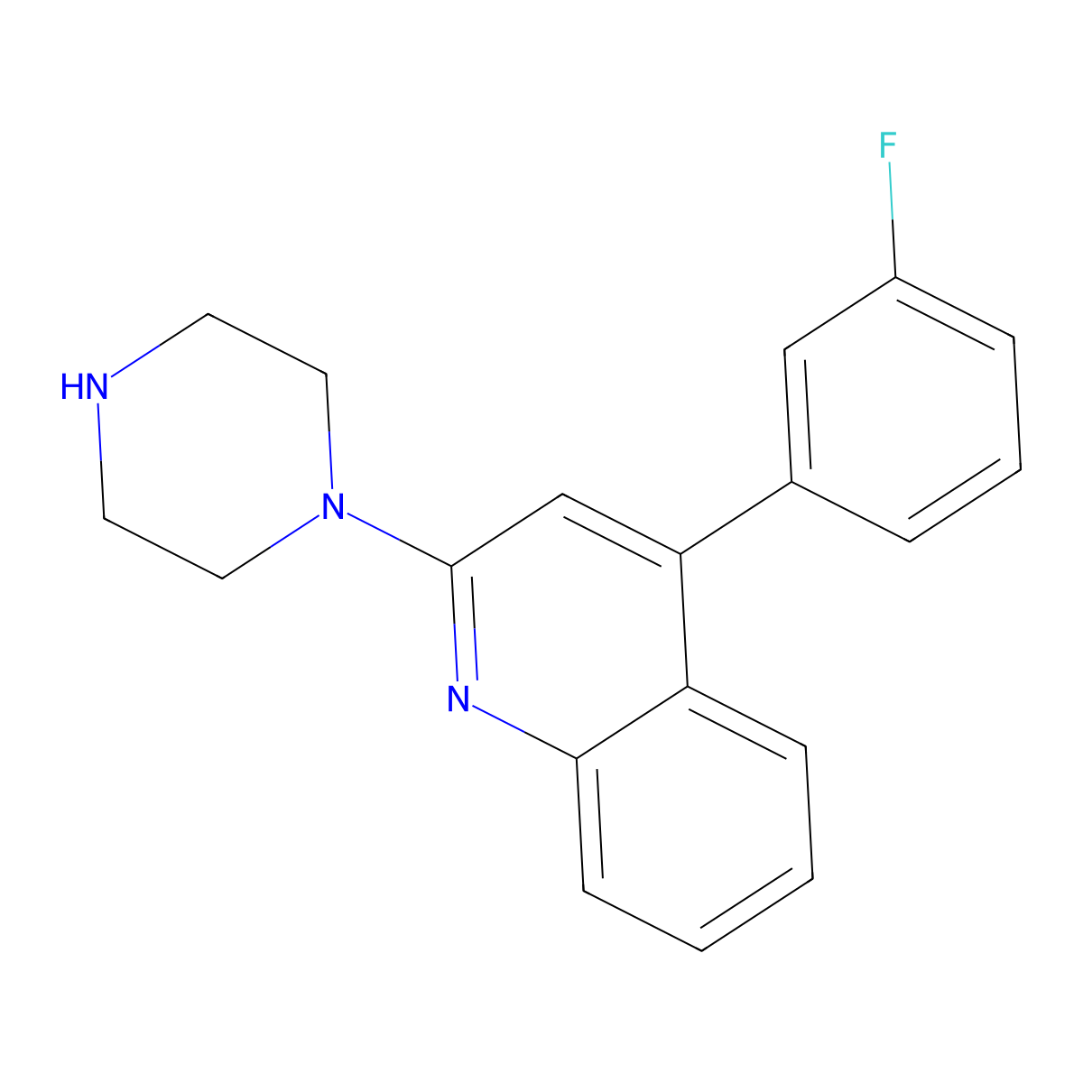 4-(3-Fluorophenyl)-2-piperazin-1-ylquinoline molecular structure, CAS 1228183-74-1