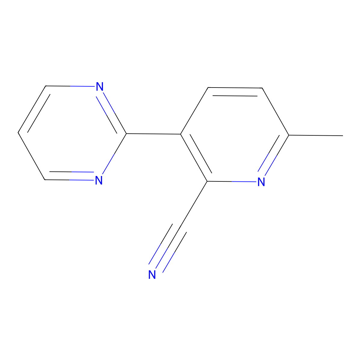 6-Methyl-3-(2-pyrimidinyl)-2-pyridinecarbonitrile molecular structure, CAS 1228188-17-7
