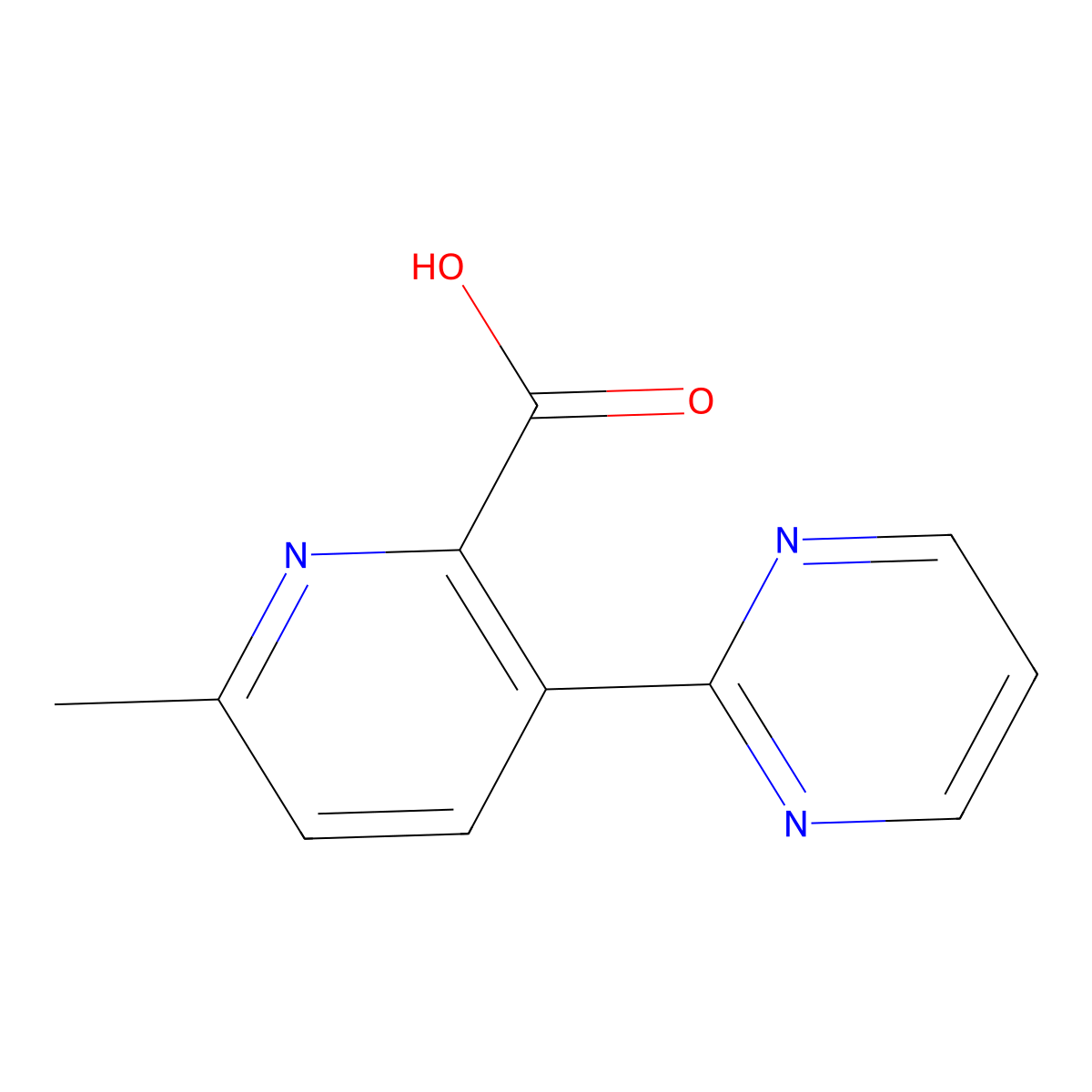 6-Methyl-3-(2-pyrimidinyl)-2-pyridinecarboxylic acid molecular structure, CAS 1228188-18-8