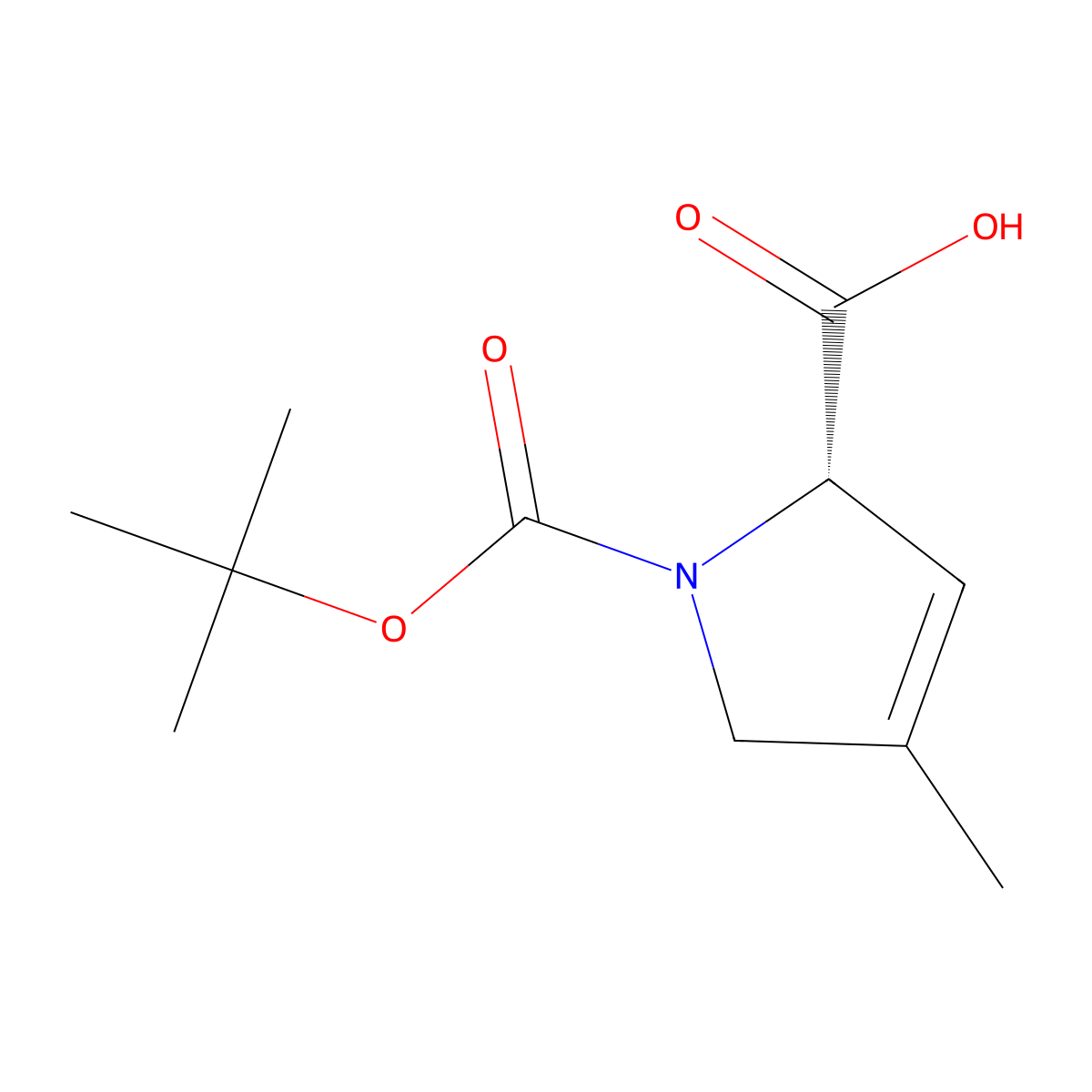 (S)-1-(tert-butoxycarbonyl)-4-methyl-2,5-dihydro-1H-pyrrole-2-carboxylic acid molecular structure, CAS 1228215-18-6