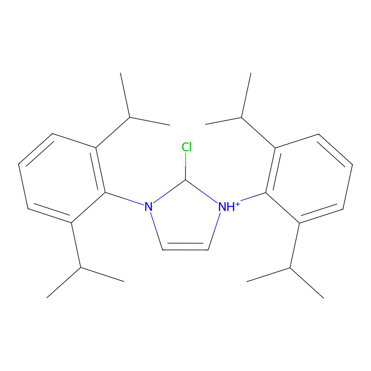2-Chloro-1,3-bis(2,6-diisopropylphenyl)-2,3-dihydro-1H-imidazol-1-ium molecular structure, CAS 1228216-70-3