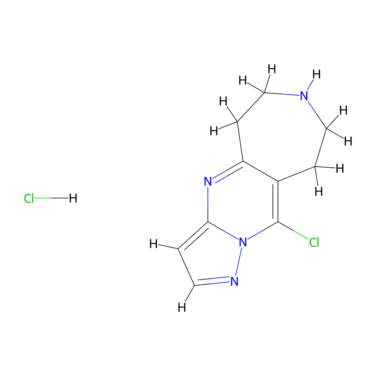 10-Chloro-6,7,8,9-tetrahydro-5H-pyrazolo[1',5':1,2]pyrimido[4,5-d]azepine hydrochloride molecular structure, CAS 1228230-30-5