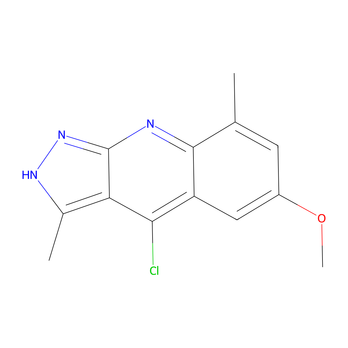 4-Chloro-6-methoxy-3,8-dimethyl-1H-pyrazolo[3,4-B]quinoline molecular structure, CAS 1228245-53-1