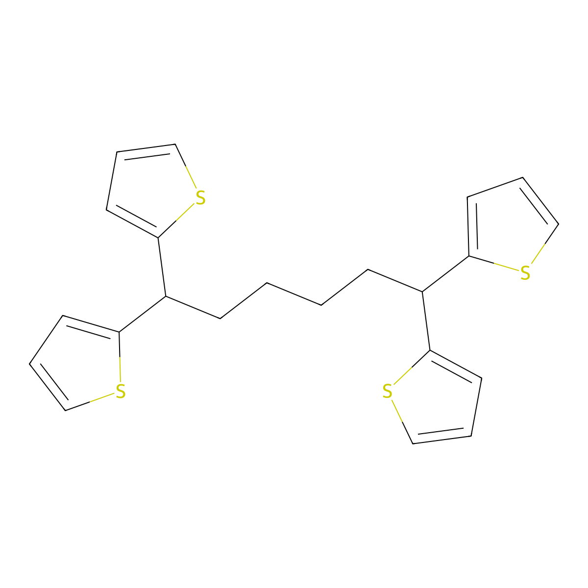 1,1,6,6-Tetra(thiophen-2-yl)hexane molecular structure, CAS 1228246-25-0