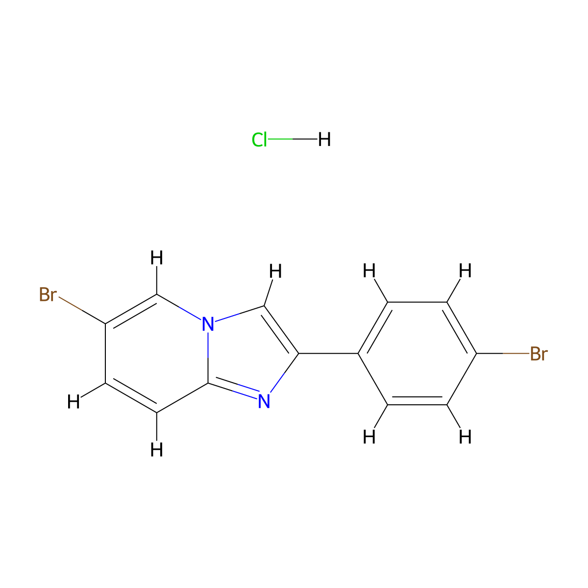 6-Bromo-2-(4-bromophenyl)imidazo[1,2-a]pyridine HCl molecular structure, CAS 1228304-12-8
