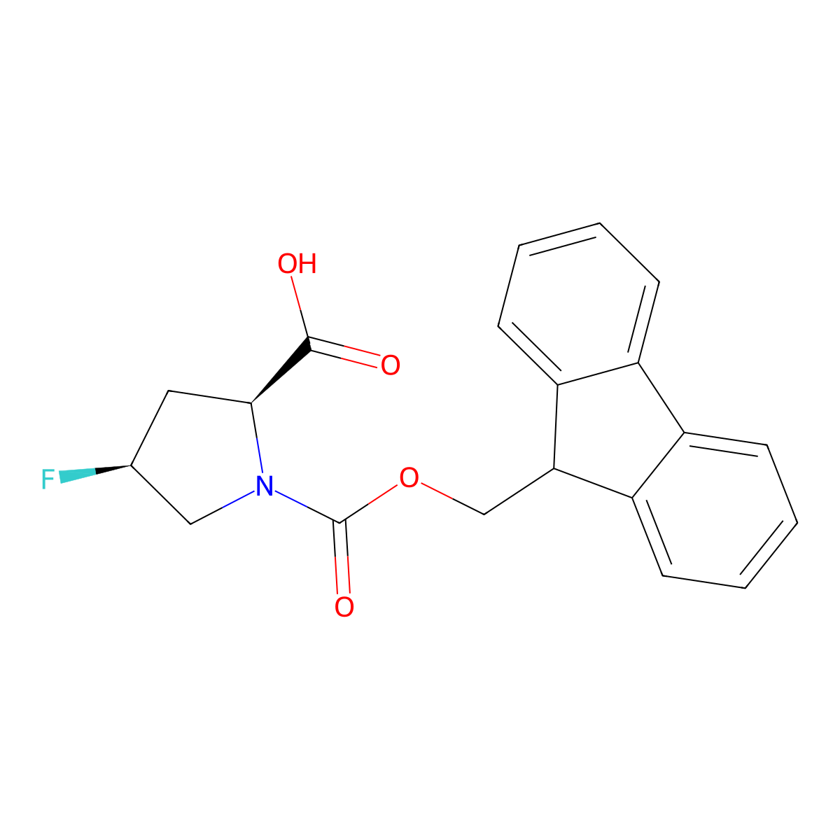 (2S,4S)-1-(((9H-fluoren-9-yl)methoxy)carbonyl)-4-fluoropyrrolidine-2-carboxylic acid molecular structure, CAS 1228307-81-0