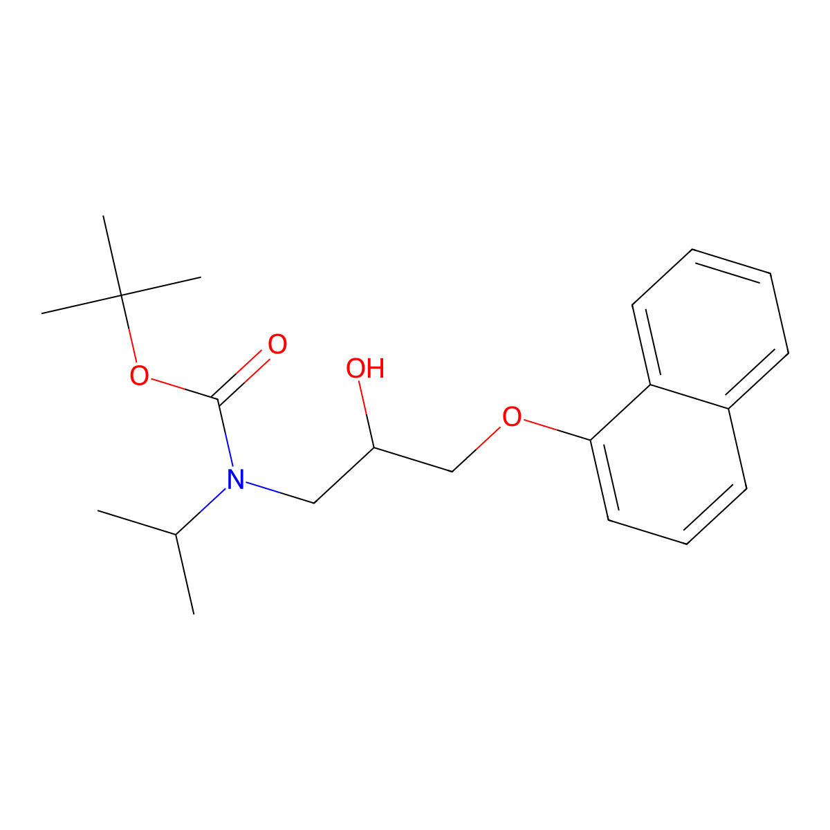 tert-butyl N-[2-hydroxy-3-(naphthalen-1-yloxy)propyl]-N-(propan-2-yl)carbamate molecular structure, CAS 122835-05-6