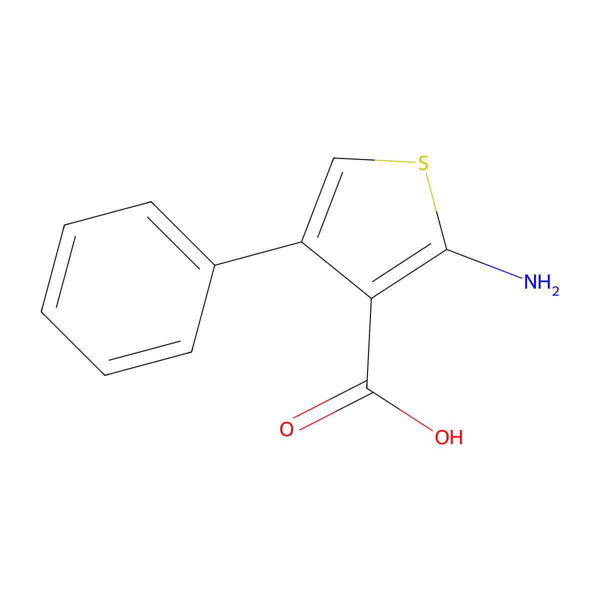 2-Amino-4-phenylthiophene-3-carboxylic acid molecular structure, CAS 122835-43-2