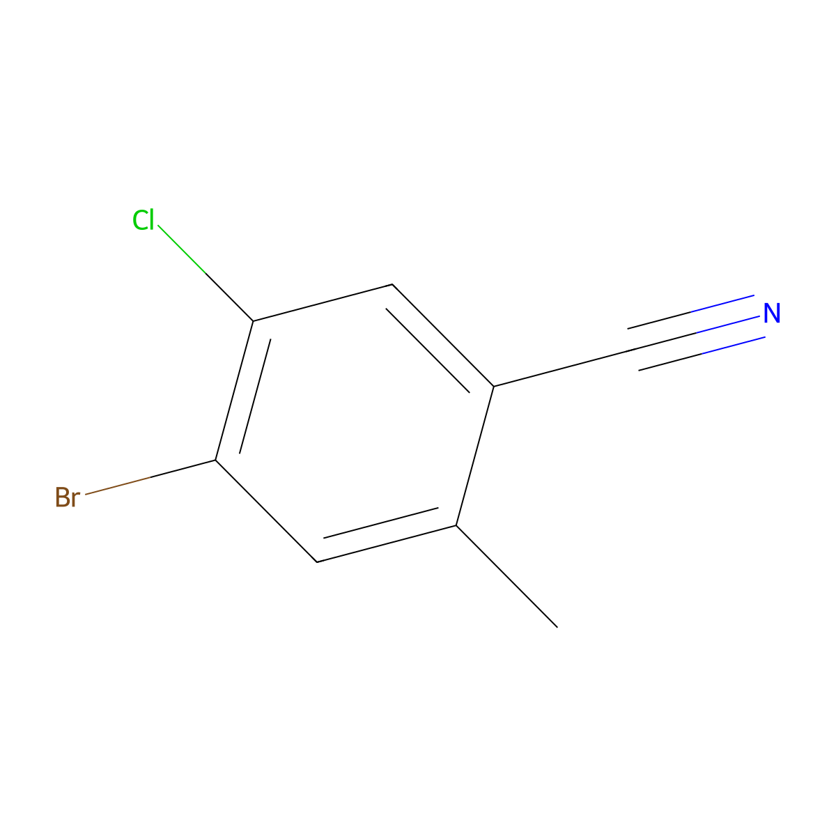 4-Bromo-5-chloro-2-methylbenzonitrile molecular structure, CAS 1228376-18-8