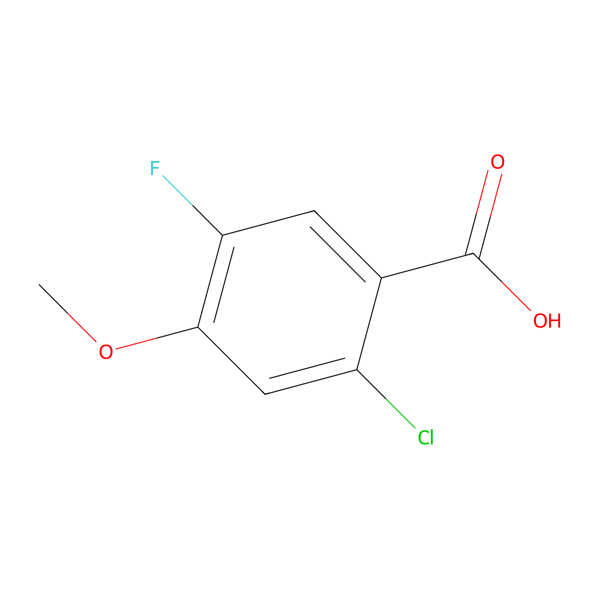2-Chloro-5-fluoro-4-methoxybenzoic acid molecular structure, CAS 1228376-40-6
