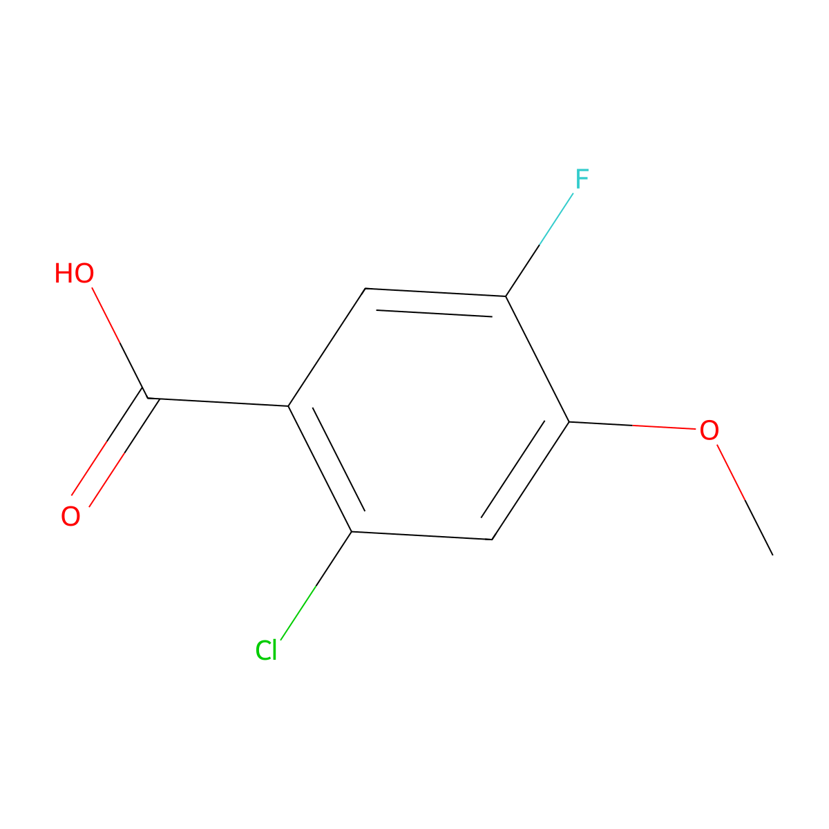 2-Chloro-5-fluoro-4-methoxybenzoic acid molecular structure, CAS 1228376-40-6