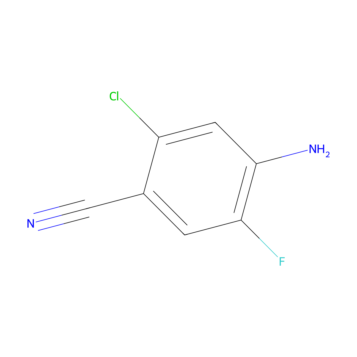 4-Amino-2-chloro-5-fluorobenzonitrile molecular structure, CAS 1228376-68-8