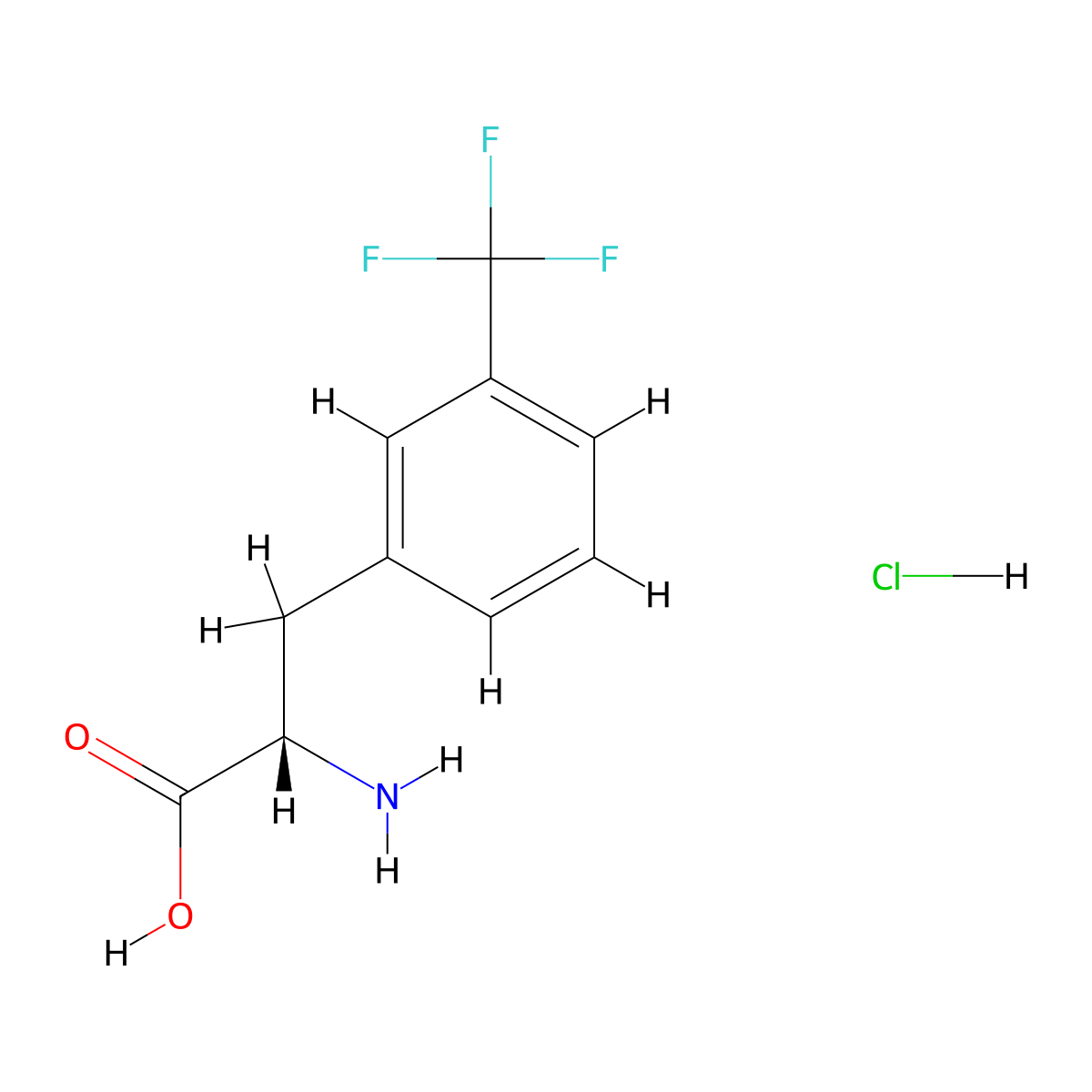 (S)-2-Amino-3-(3-(trifluoromethyl)phenyl)propanoic acid hydrochloride molecular structure, CAS 122839-48-9