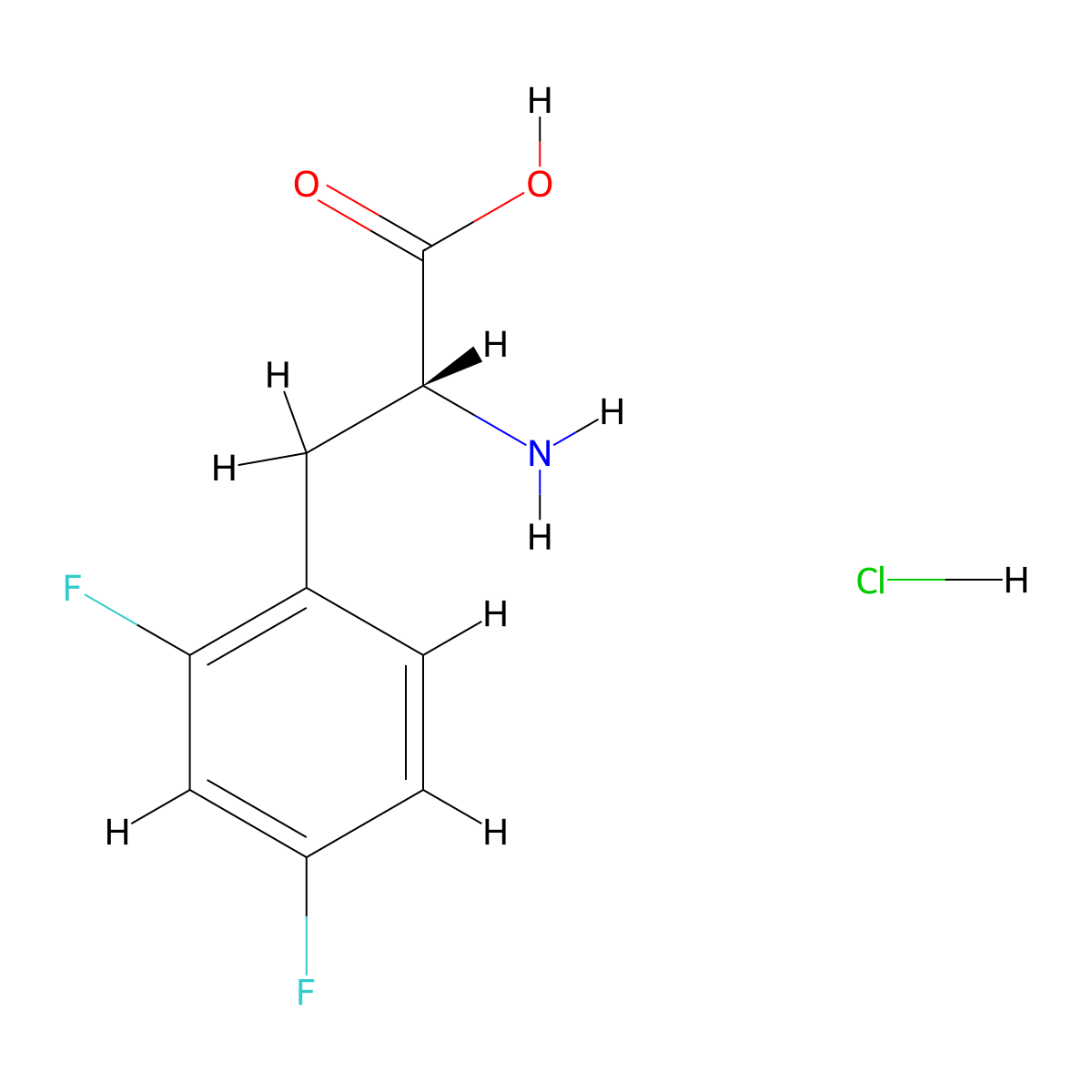 (2R)-2-amino-3-(2,4-difluorophenyl)propanoic acid hydrochloride molecular structure, CAS 122839-49-0