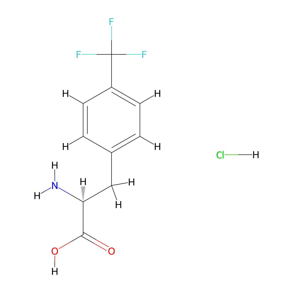 (S)-2-Amino-3-(4-(trifluoromethyl)phenyl)propanoic acid hydrochloride molecular structure, CAS 122839-50-3