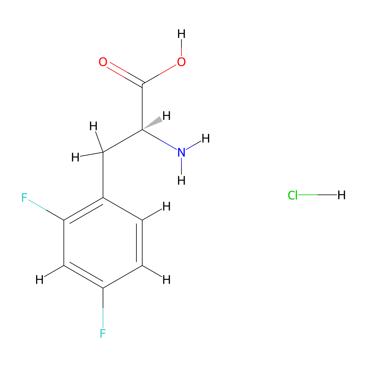 (2S)-2-amino-3-(2,4-difluorophenyl)propanoic acid hydrochloride molecular structure, CAS 122839-55-8