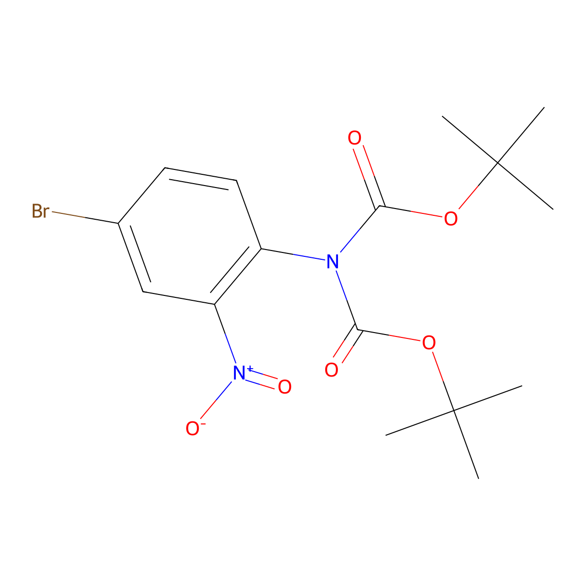 Di-tert-butyl (4-bromo-2-nitrophenyl)iminodicarbonate molecular structure, CAS 1228392-59-3