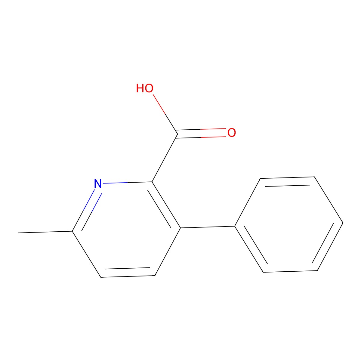 6-Methyl-3-phenylpyridine-2-carboxylic acid molecular structure, CAS 1228430-85-0