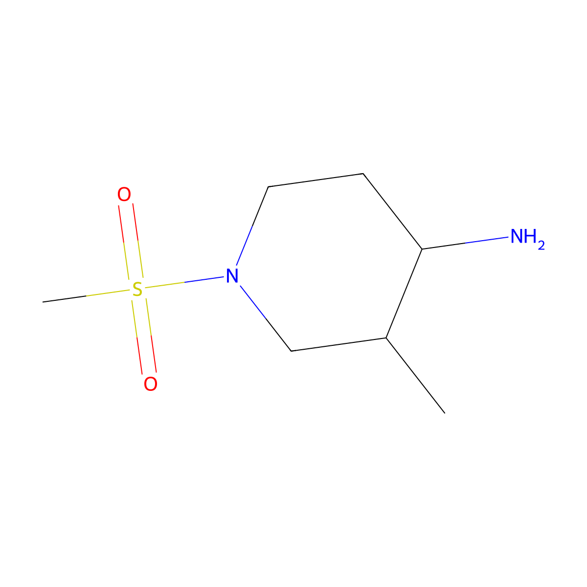 1-Methanesulfonyl-3-methylpiperidin-4-amine molecular structure, CAS 1228453-26-6