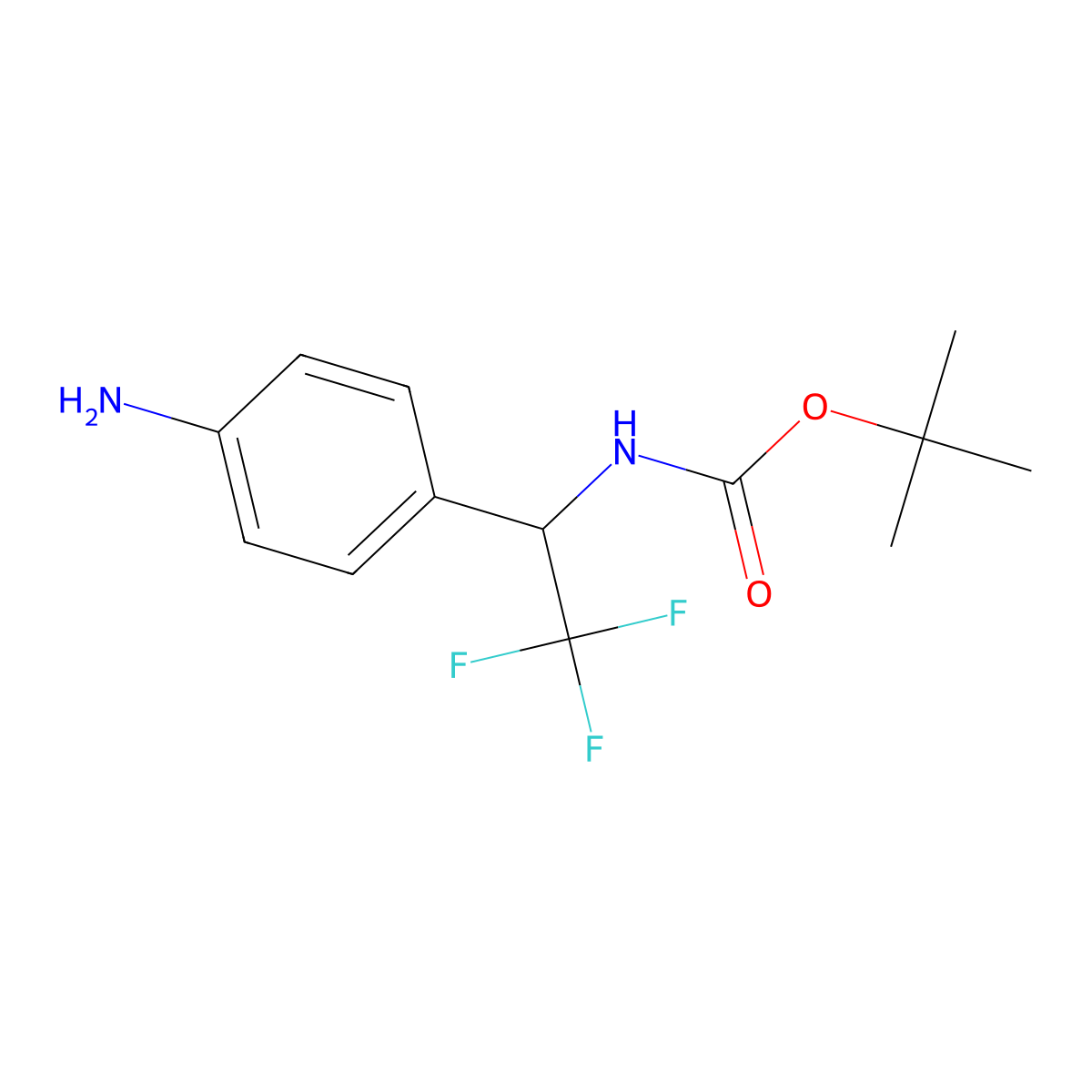 tert-butyl N-[1-(4-aminophenyl)-2,2,2-trifluoroethyl]carbamate molecular structure, CAS 1228454-17-8