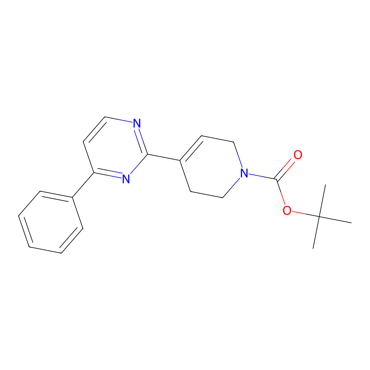 tert-butyl 4-(4-phenylpyrimidin-2-yl)-3,6-dihydropyridine-1(2H)-carboxylate molecular structure, CAS 1228456-80-1