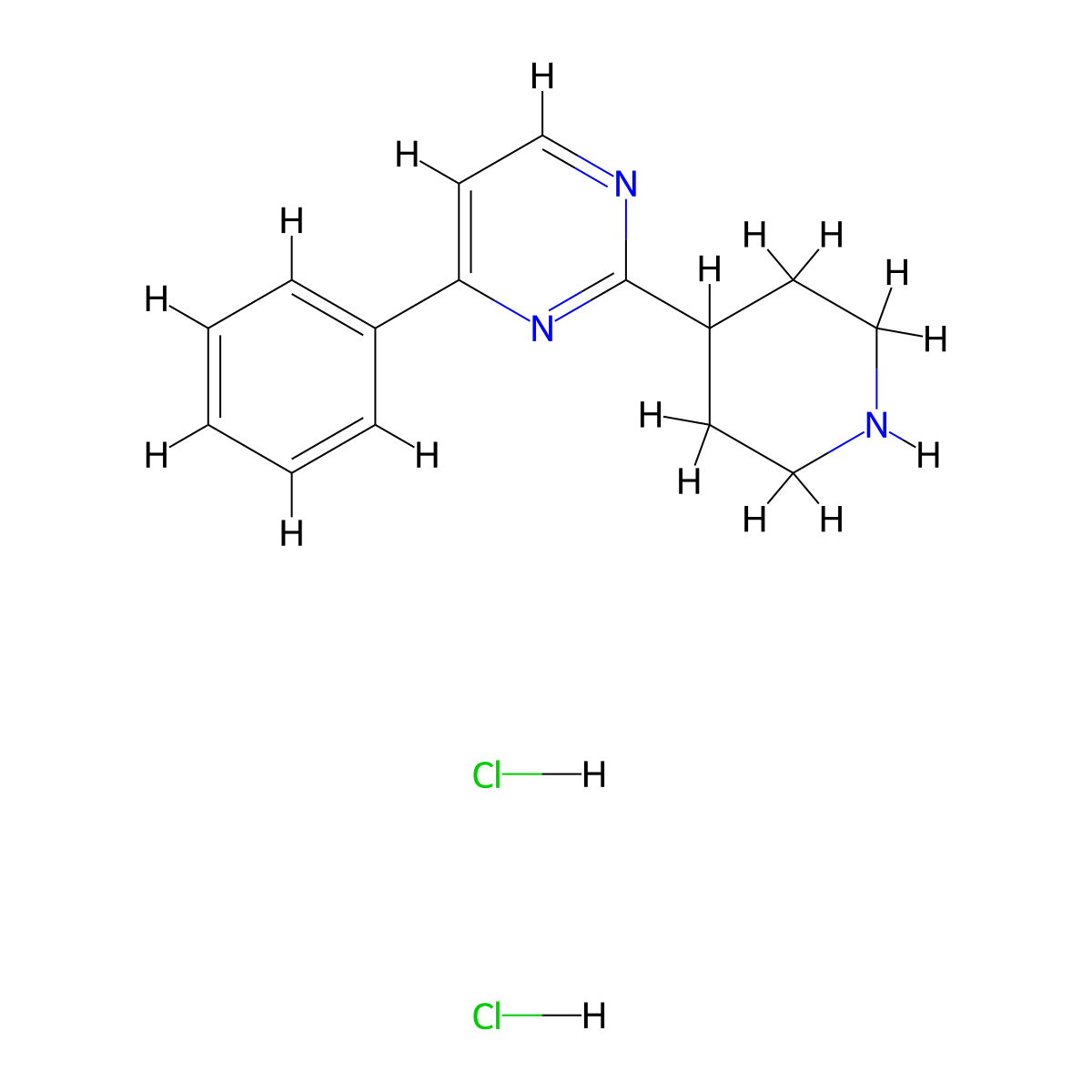 4-Phenyl-2-(piperidin-4-yl)pyrimidine dihydrochloride molecular structure, CAS 1228456-81-2