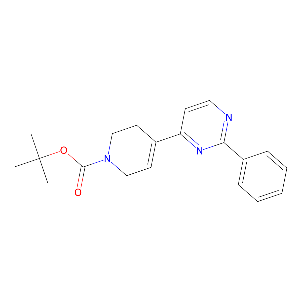 tert-butyl 4-(2-phenylpyrimidin-4-yl)-3,6-dihydropyridine-1(2H)-carboxylate molecular structure, CAS 1228456-88-9
