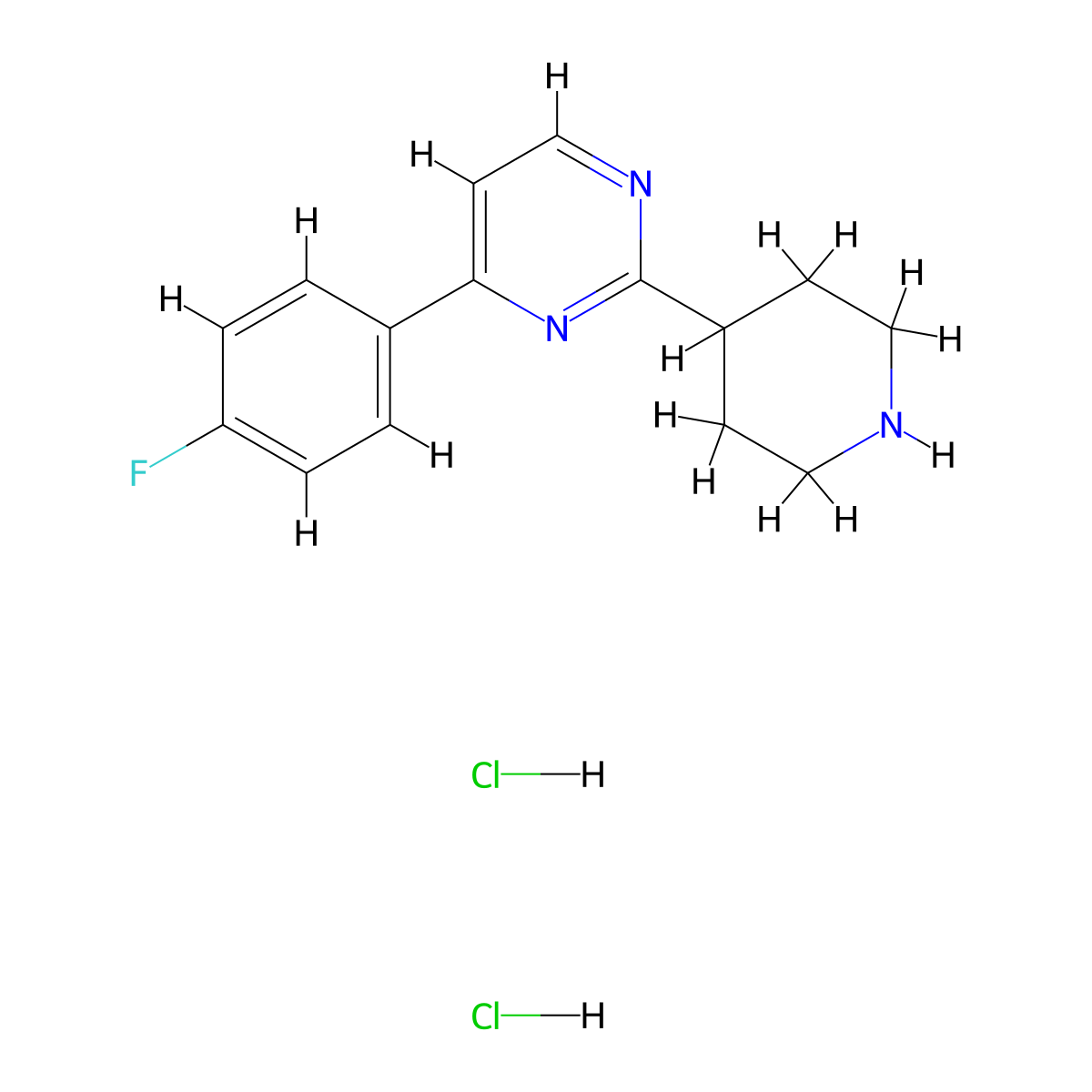 4-(4-Fluorophenyl)-2-(piperidin-4-yl)pyrimidine dihydrochloride molecular structure, CAS 1228457-21-3