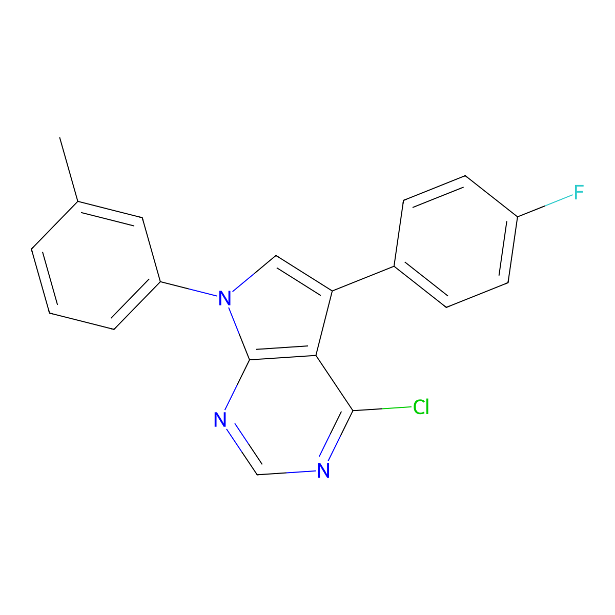 4-Chloro-5-(4-fluorophenyl)-7-(m-tolyl)-7H-pyrrolo[2,3-d]pyrimidine molecular structure, CAS 1228504-12-8