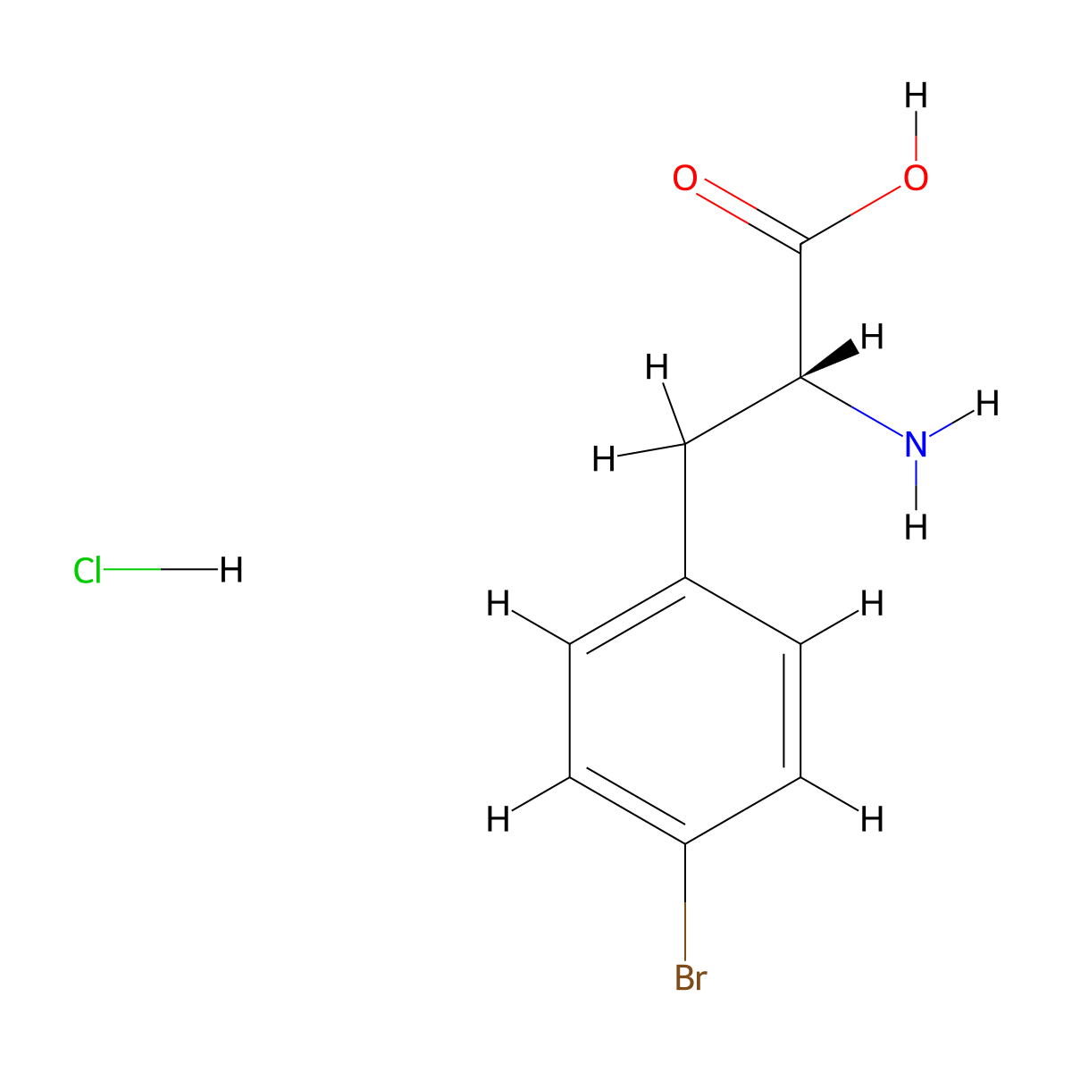 4-Bromo-D-phenylalanine hydrochloride molecular structure, CAS 122852-33-9
