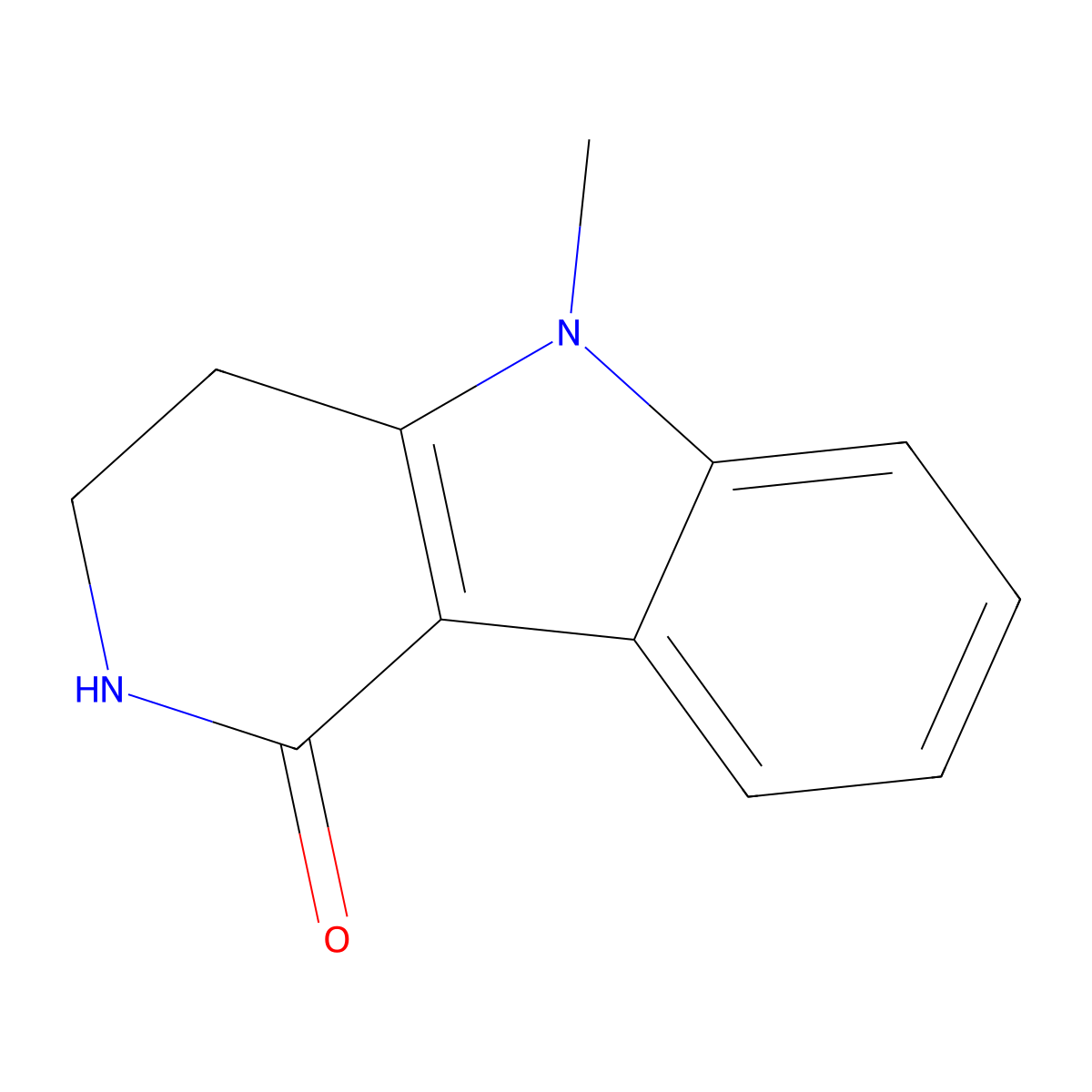 1H-Pyrido(4,3-b)indol-1-one, 2,3,4,5-tetrahydro-5-methyl- molecular structure, CAS 122852-75-9