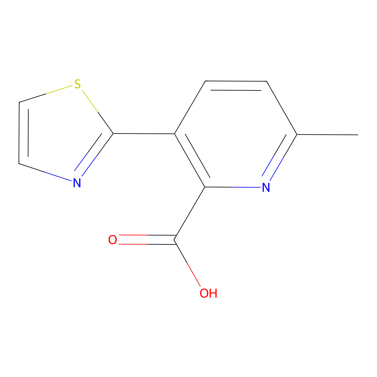 6-Methyl-3-(thiazol-2-yl)picolinic acid molecular structure, CAS 1228530-95-7