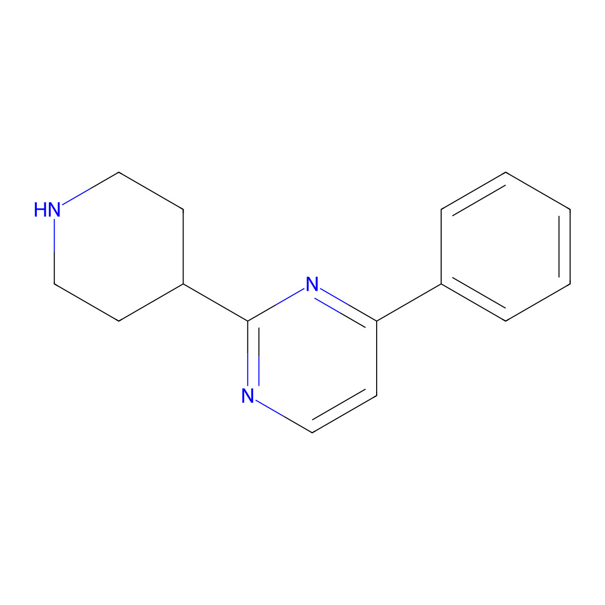 4-Phenyl-2-(piperidin-4-yl)pyrimidine molecular structure, CAS 1228531-70-1