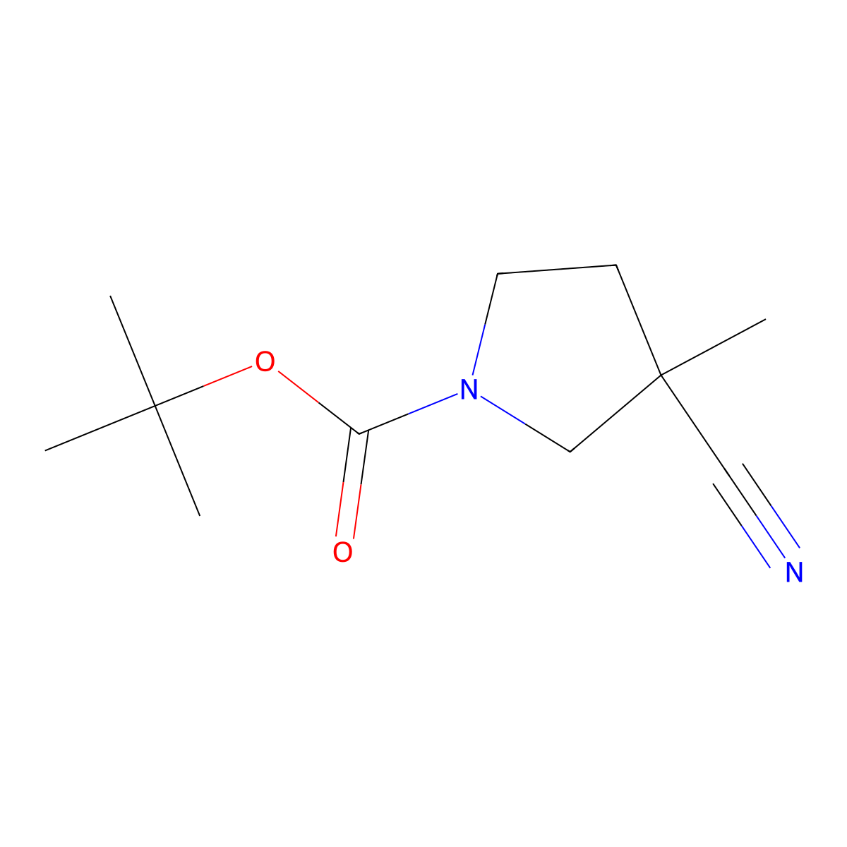 Tert-butyl 3-cyano-3-methylpyrrolidine-1-carboxylate molecular structure, CAS 1228537-69-6