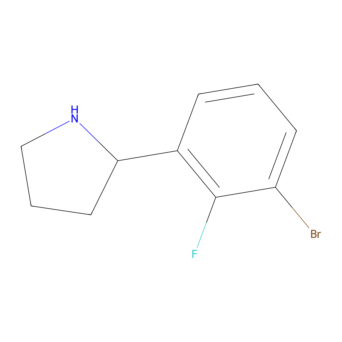 (R)-2-(3-Bromo-2-fluorophenyl)pyrrolidine molecular structure, CAS 1228542-44-6