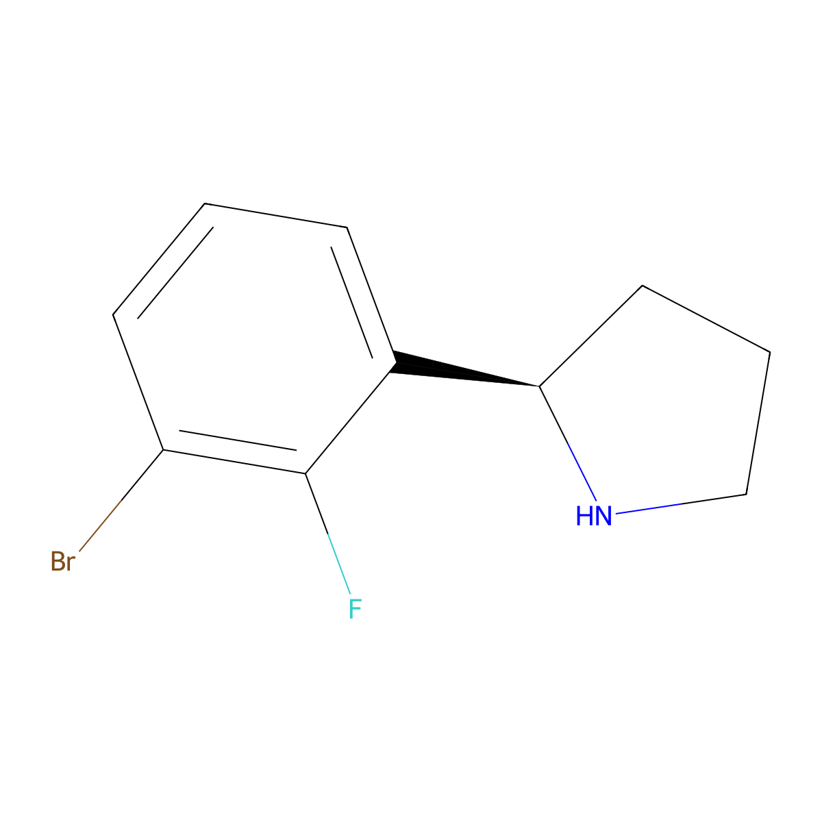 (R)-2-(3-Bromo-2-fluorophenyl)pyrrolidine molecular structure, CAS 1228542-44-6