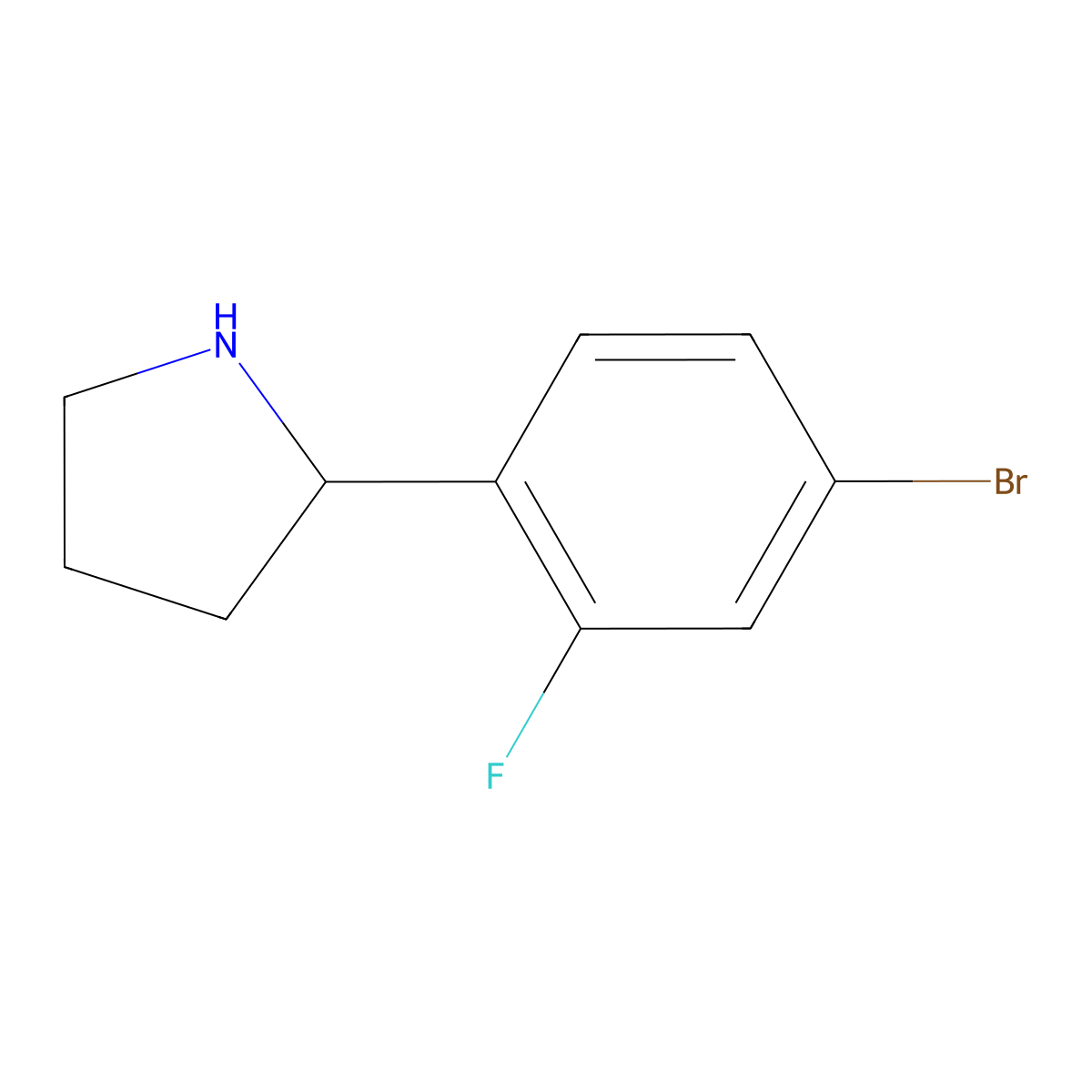 (S)-2-(4-Bromo-2-fluorophenyl)pyrrolidine molecular structure, CAS 1228542-45-7