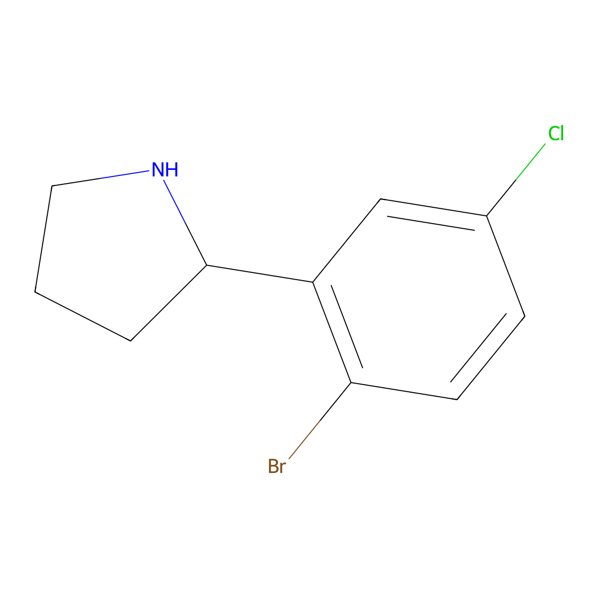 (R)-2-(2-Bromo-5-chlorophenyl)pyrrolidine molecular structure, CAS 1228542-78-6