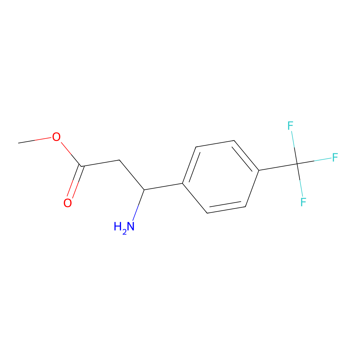 Methyl (3R)-3-amino-3-[4-(trifluoromethyl)phenyl]propanoate molecular structure, CAS 1228543-08-5