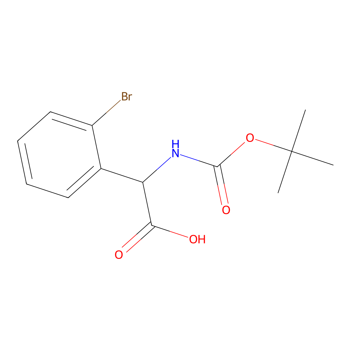 (S)-2-(2-Bromophenyl)-2-((tert-butoxycarbonyl)amino)acetic acid molecular structure, CAS 1228547-87-2