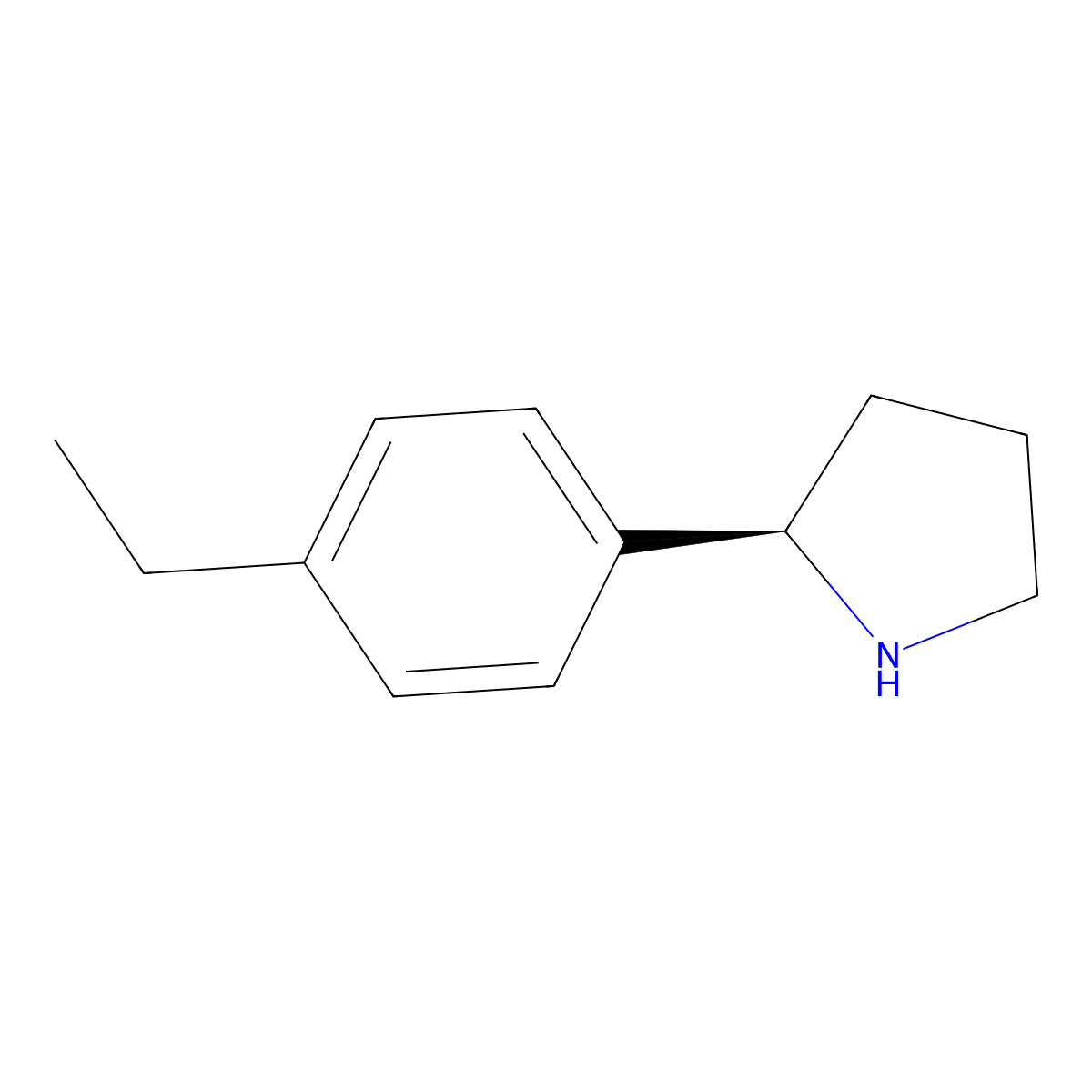 (R)-2-(4-Ethylphenyl)pyrrolidine molecular structure, CAS 1228548-99-9