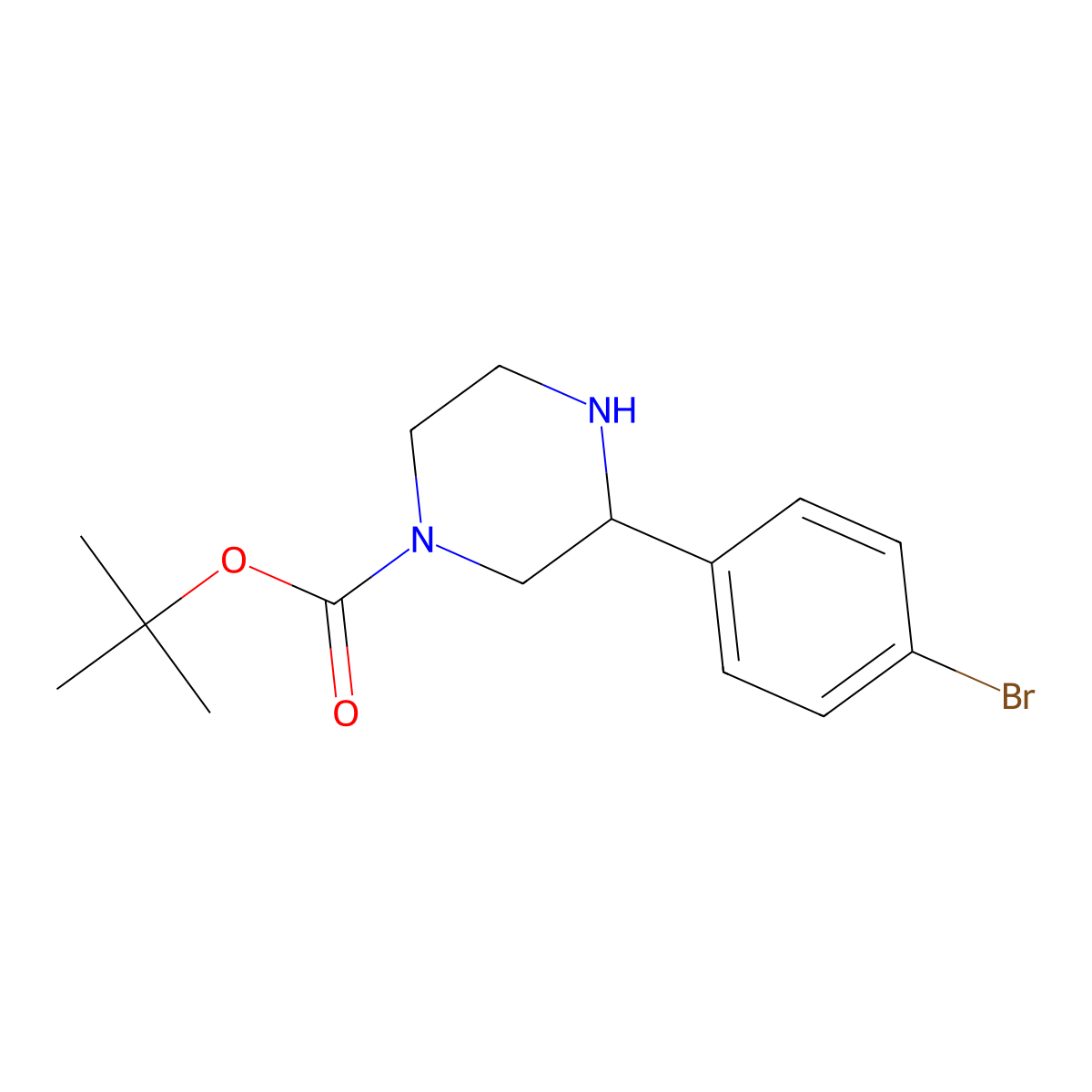 tert-Butyl (S)-3-(4-bromophenyl)piperazine-1-carboxylate molecular structure, CAS 1228550-52-4